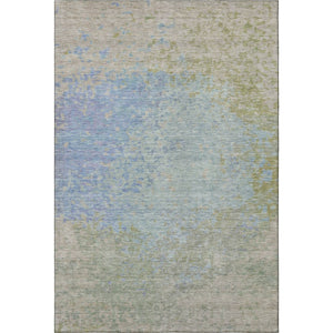 HomeRoots 10' X 14' Modern Abstract Washable Area Rug in Sky Blue & Green with UV Protection for Busy Homes 699664