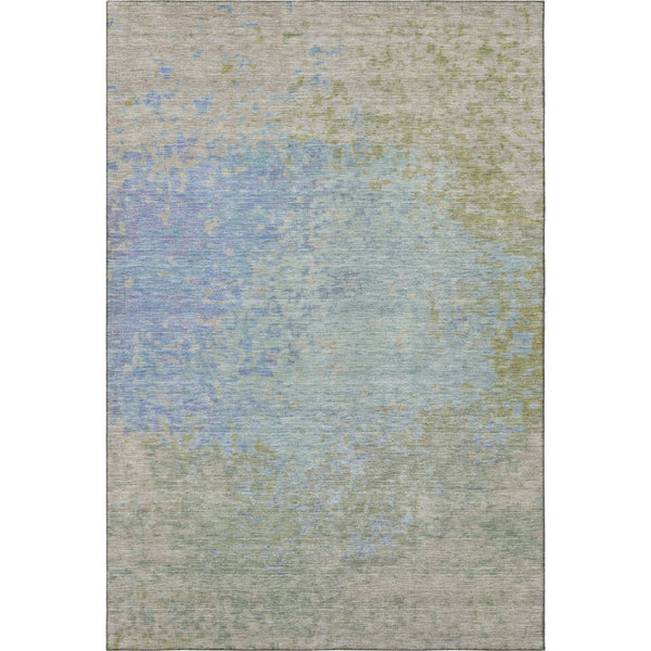 HomeRoots 10' X 14' Modern Abstract Washable Area Rug in Sky Blue & Green with UV Protection for Busy Homes 699664
