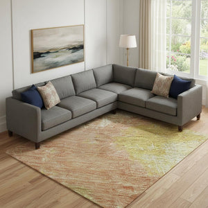 HomeRoots 9' Abstract Artichoke Green & Copper Washable Area Rug with UV Protection - Durable & Stylish! 699669