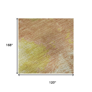 HomeRoots 10' X 14' Artichoke Green Abstract Rug – Stylish, Washable, UV-Protected, Perfect for Busy Homes! 699670