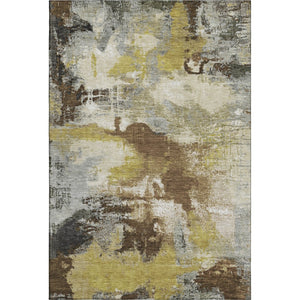 HomeRoots 10' Modern Brown, Gray & Gold Abstract Washable Area Rug – UV Protected, Durable & Stain Resistant! 699676