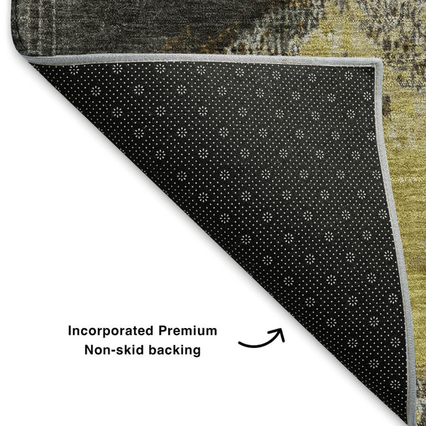 HomeRoots 10' Modern Brown, Gray & Gold Abstract Washable Area Rug – UV Protected, Durable & Stain Resistant! 699676