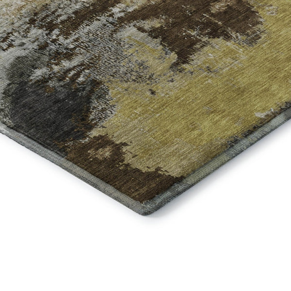 HomeRoots 10' Modern Brown, Gray & Gold Abstract Washable Area Rug – UV Protected, Durable & Stain Resistant! 699676