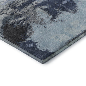 HomeRoots 9' X 12' Blue Ivory Gray Abstract Washable Area Rug - Durable, UV-Protected, Modern Design for Home 699681