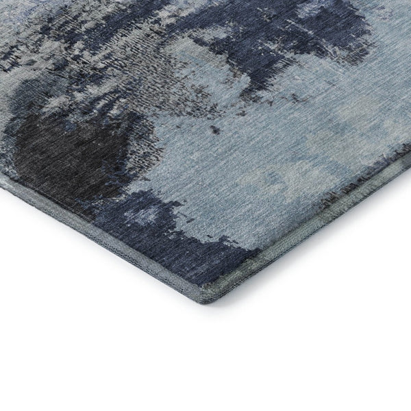 HomeRoots 9' X 12' Blue Ivory Gray Abstract Washable Area Rug - Durable, UV-Protected, Modern Design for Home 699681