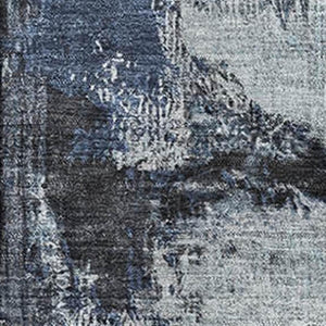 HomeRoots 9' X 12' Blue Ivory Gray Abstract Washable Area Rug - Durable, UV-Protected, Modern Design for Home 699681