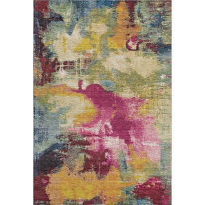 HomeRoots 9' X 12' Washable Burgundy, Pink & Blue Abstract Area Rug - UV Protected, Durable & Non-Slip Design 699687