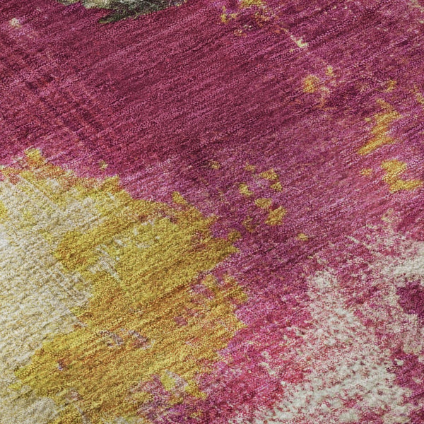 HomeRoots 9' X 12' Washable Burgundy, Pink & Blue Abstract Area Rug - UV Protected, Durable & Non-Slip Design 699687