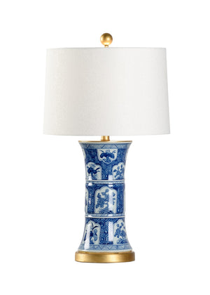 Chelsea House London Hand-Painted Ceramic Table Lamp With Blue Floral Panels & Antique Gold-Leaf Accents, 29" H 69969