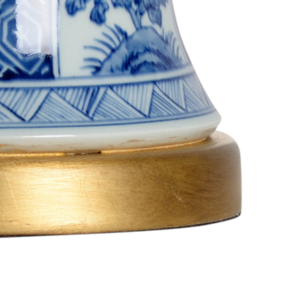 Chelsea House London Hand-Painted Ceramic Table Lamp With Blue Floral Panels & Antique Gold-Leaf Accents, 29" H 69969