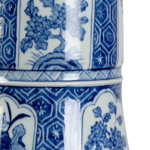 Chelsea House London Hand-Painted Ceramic Table Lamp With Blue Floral Panels & Antique Gold-Leaf Accents, 29" H 69969