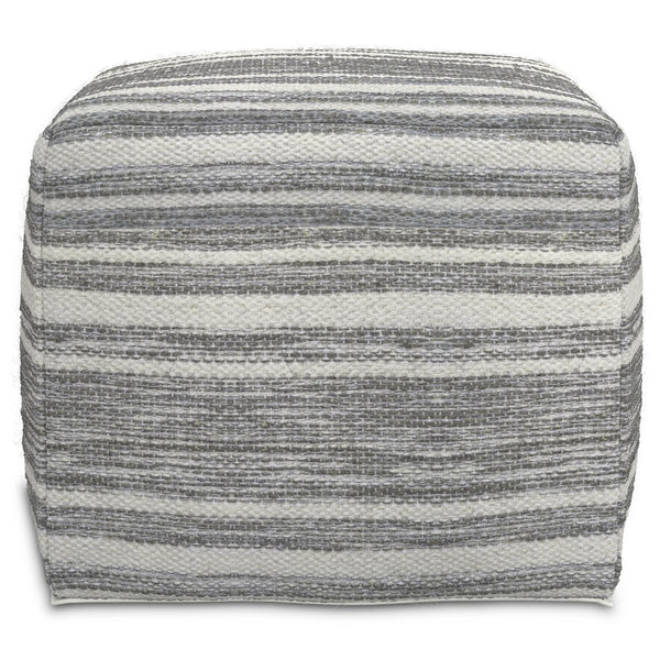 English Elm Carina Handwoven Square Wool Pouf Black White Melange – Supportive Polystyrene Fill, 18"x18"x14" B136P252627
