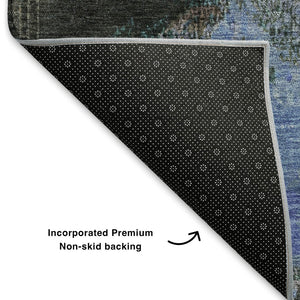 HomeRoots 10' X 14' Abstract Area Rug in Green, Purple & Brown - Washable, UV Protected, Durable & Stylish 699694