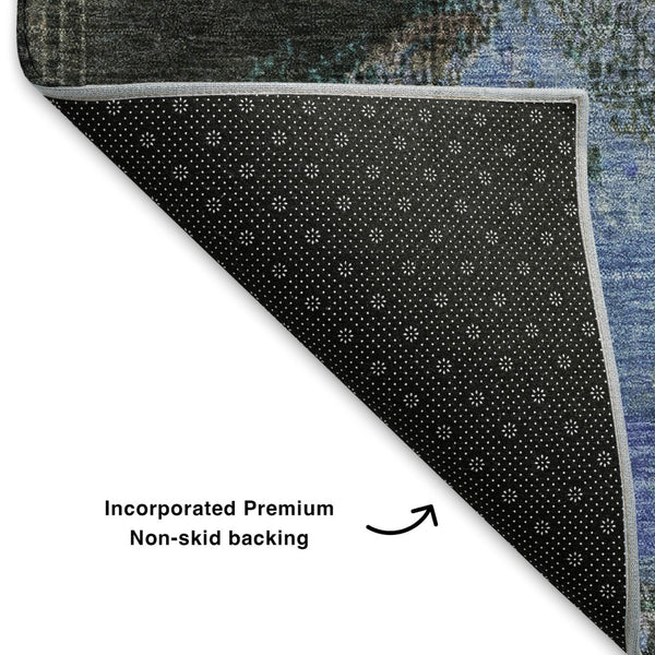 HomeRoots 10' X 14' Abstract Area Rug in Green, Purple & Brown - Washable, UV Protected, Durable & Stylish 699694