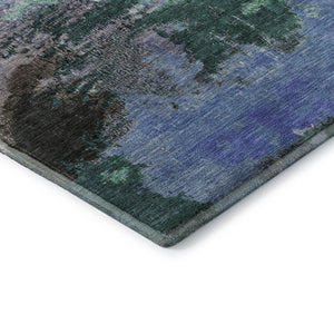 HomeRoots 10' X 14' Abstract Area Rug in Green, Purple & Brown - Washable, UV Protected, Durable & Stylish 699694