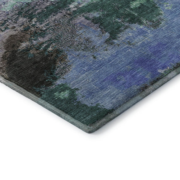 HomeRoots 10' X 14' Abstract Area Rug in Green, Purple & Brown - Washable, UV Protected, Durable & Stylish 699694