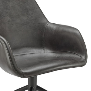HomeRoots Black Stylish Swivel Dining Arm Chair - Modern Faux Leather & Steel Frame for Comfort & Versatility 699696