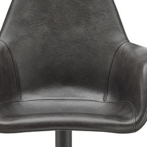 HomeRoots Black Stylish Swivel Dining Arm Chair - Modern Faux Leather & Steel Frame for Comfort & Versatility 699696