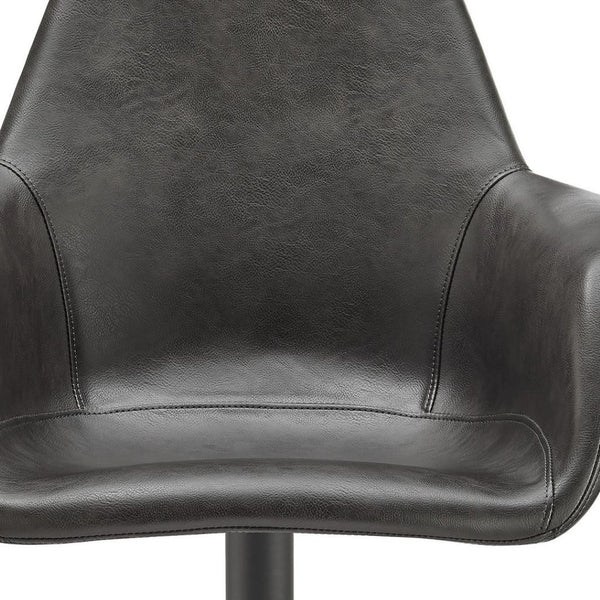 HomeRoots Black Stylish Swivel Dining Arm Chair - Modern Faux Leather & Steel Frame for Comfort & Versatility 699696