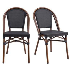 HomeRoots Set of Two Modern Brown Aluminum & Resin Stackable Dining Chairs for Versatile Home Use 699697