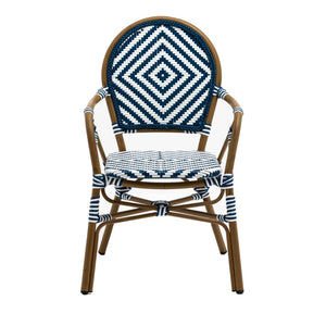 HomeRoots Set of Two Stylish Brown Aluminum and Rattan Dining Arm Chairs – Versatile, Stackable, Modern Design 699698