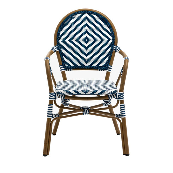 HomeRoots Set of Two Stylish Brown Aluminum and Rattan Dining Arm Chairs – Versatile, Stackable, Modern Design 699698