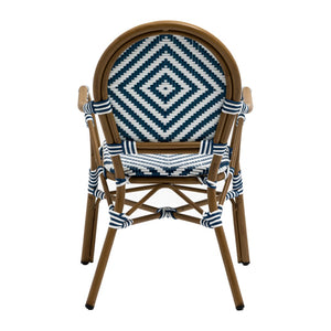 HomeRoots Set of Two Stylish Brown Aluminum and Rattan Dining Arm Chairs – Versatile, Stackable, Modern Design 699698