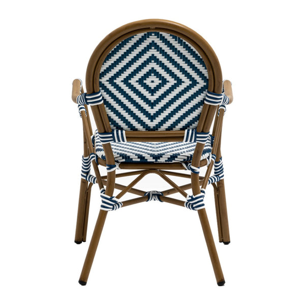 HomeRoots Set of Two Stylish Brown Aluminum and Rattan Dining Arm Chairs – Versatile, Stackable, Modern Design 699698