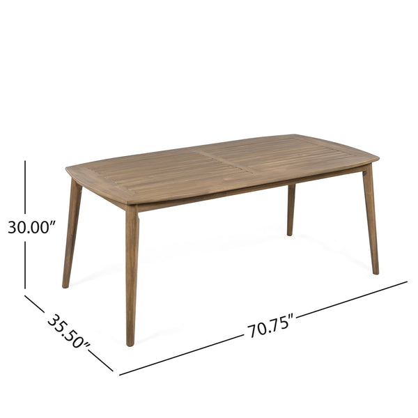 English Elm Christopher Knight Home® - Acacia 8-Person Outdoor Dining Table, Solid Acacia Wood Patio Farmhouse Design, Weather-Resistant 70.75" L N779P236677N
