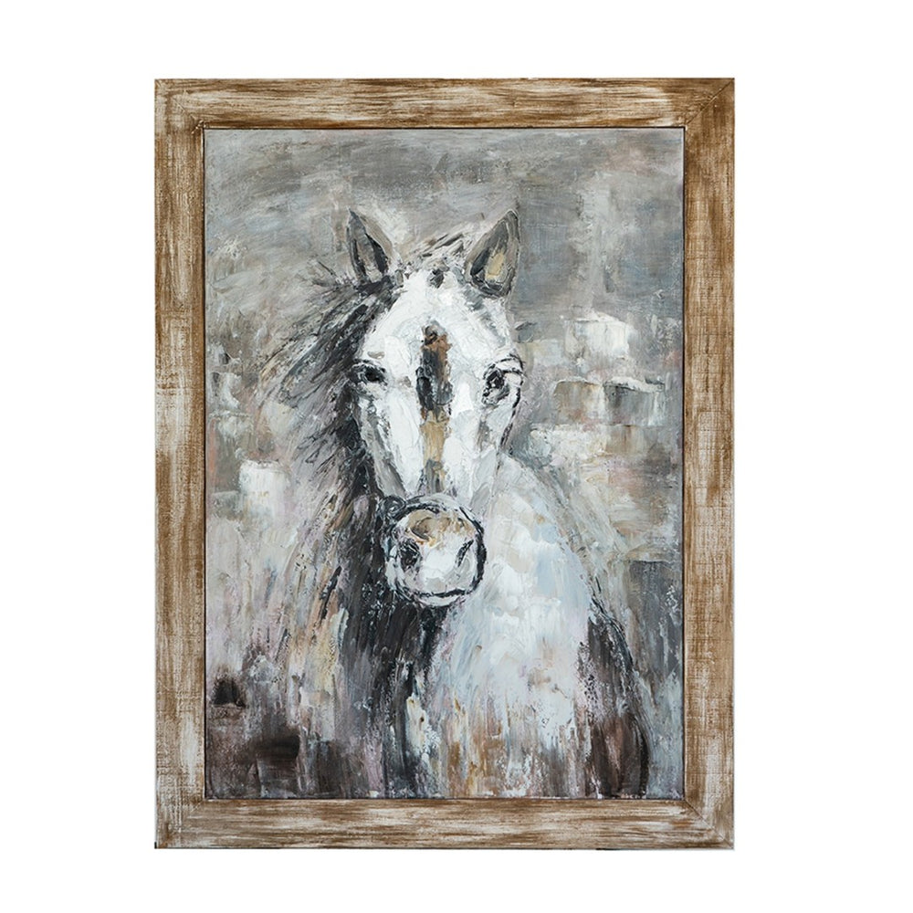 English Elm 35.4x47.2x1.2" Hand-painted Floral Canvas with Rustic Fir Frame for Farmhouse Walls W2078P481784