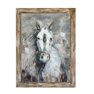 English Elm 35.4x47.2x1.2" Hand-painted Floral Canvas with Rustic Fir Frame for Farmhouse Walls W2078P481784