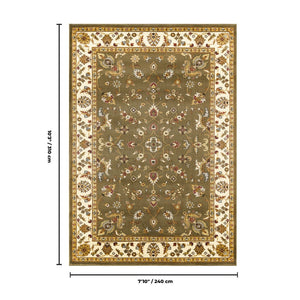 English Elm Classic Traditional All Over Patterned Green Area Rug for Living Room or Dining Space B186P452266