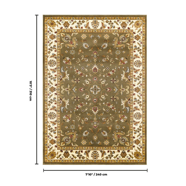English Elm Classic Traditional All Over Patterned Green Area Rug for Living Room or Dining Space B186P452266