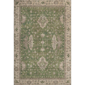 HomeRoots 5' X 8' Artichoke Green & Beige Oriental Area Rug - Stylish, Washable, UV Resistant & Non-Slip Design 699700