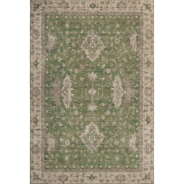 HomeRoots 5' X 8' Artichoke Green & Beige Oriental Area Rug - Stylish, Washable, UV Resistant & Non-Slip Design 699700