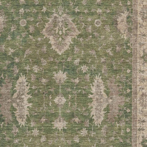 HomeRoots 5' X 8' Artichoke Green & Beige Oriental Area Rug - Stylish, Washable, UV Resistant & Non-Slip Design 699700