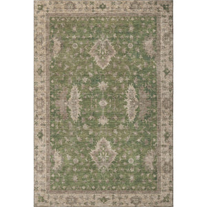HomeRoots 5' X 8' Artichoke Green & Beige Oriental Area Rug - Stylish, Washable, UV Resistant & Non-Slip Design 699700