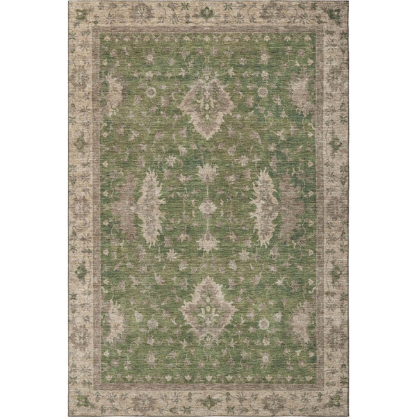HomeRoots 5' X 8' Artichoke Green & Beige Oriental Area Rug - Stylish, Washable, UV Resistant & Non-Slip Design 699700