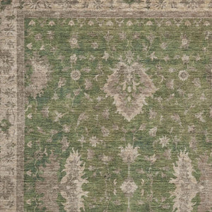 HomeRoots 8' X 10' Elegant Artichoke Green & Beige Washable Oriental Area Rug with UV & Stain Protection 699702