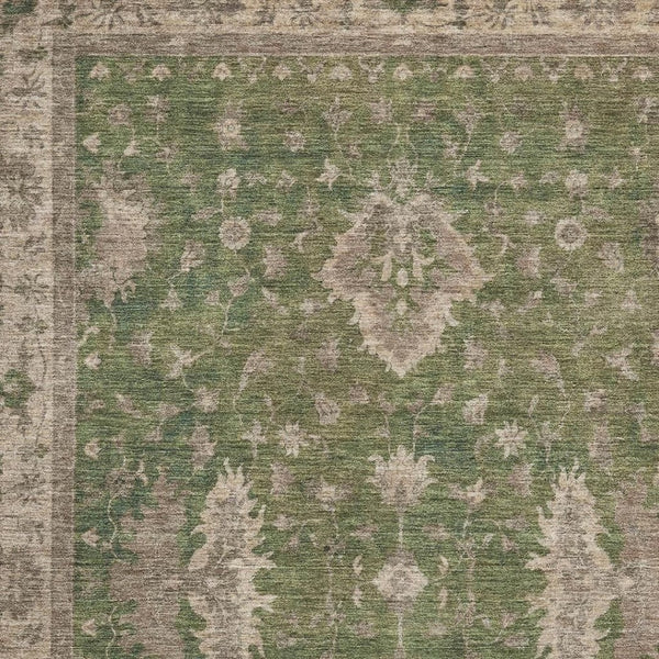 HomeRoots 8' X 10' Elegant Artichoke Green & Beige Washable Oriental Area Rug with UV & Stain Protection 699702