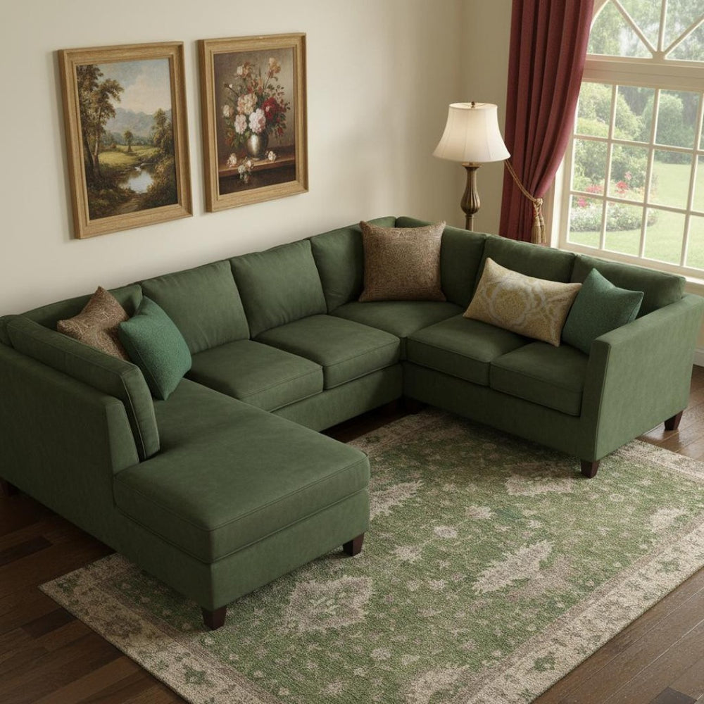 HomeRoots 9' Artichoke Green & Beige Oriental Washable Area Rug – Durable, UV Protected, Stain Resistant Elegance 699703