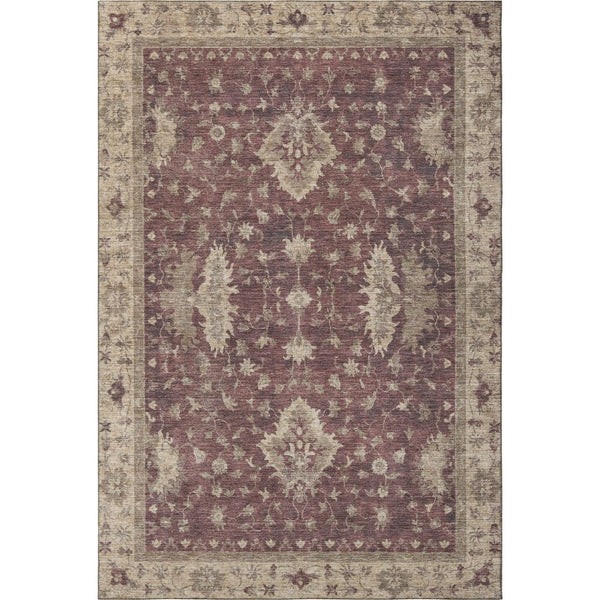 HomeRoots 8' X 10' Burgundy & Beige Oriental Area Rug – Durable, Washable, UV-Protected, Non-Slip Design! 699708