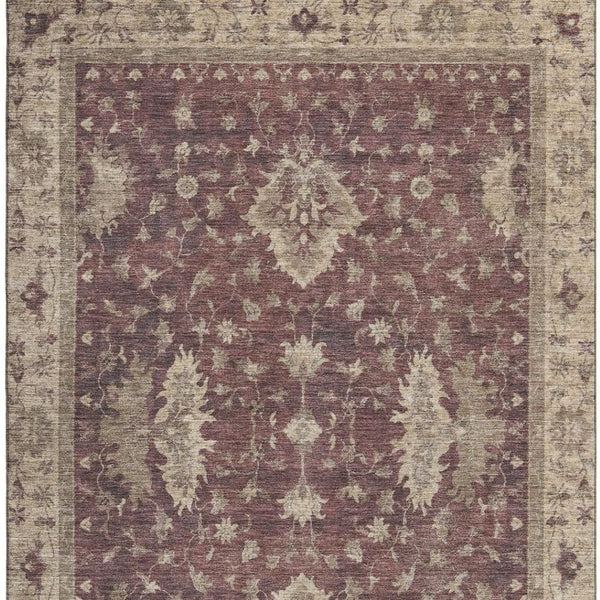 HomeRoots 9' X 12' Burgundy and Beige Oriental Area Rug - Washable, UV-Protected, Durable for Busy Homes 699709