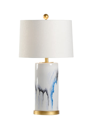 Chelsea House Crawford Hand-Painted Ceramic Cylinder Lamp With Antique Gold Leaf Mounting, Soft Ambient Lighting 69971