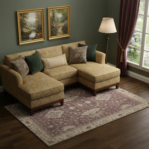 HomeRoots 10' X 14' Burgundy & Beige Oriental Area Rug – Stain Resistant, UV Protected, Washable & Durable Design 699710