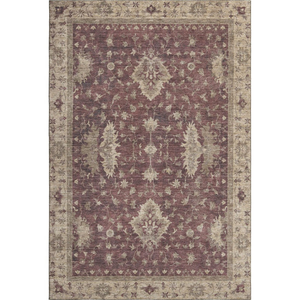HomeRoots 10' X 14' Burgundy & Beige Oriental Area Rug – Stain Resistant, UV Protected, Washable & Durable Design 699710
