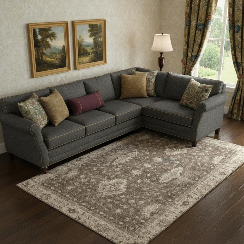 HomeRoots 9' X 12' Brown and Beige Oriental Area Rug - Washable, Stain Resistant, UV Protected, Durable Design 699715