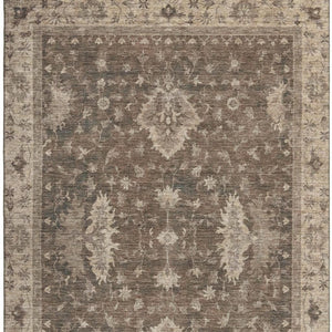 HomeRoots 10' X 14' Brown And Beige Oriental Area Rug - Stain Resistant, UV Protected, Perfect for High Traffic Homes! 699716