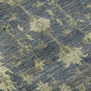 HomeRoots 8' Blue & Olive Green Washable Round Oriental Rug - Durable, UV-Protected, Pet-Friendly Style 699719