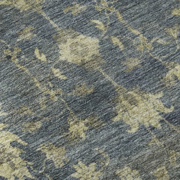 HomeRoots 8' Blue & Olive Green Washable Round Oriental Rug - Durable, UV-Protected, Pet-Friendly Style 699719